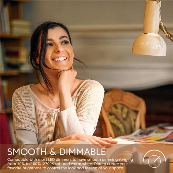 A19 LED Light Bulbs, 100 Watt Equivalent, 2700K Soft White, Pack of 6 - Picture 3 of 6